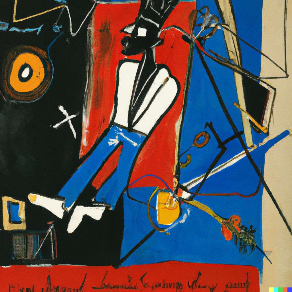 the discovery of gravity, painting by Jean-Michel Basquiat